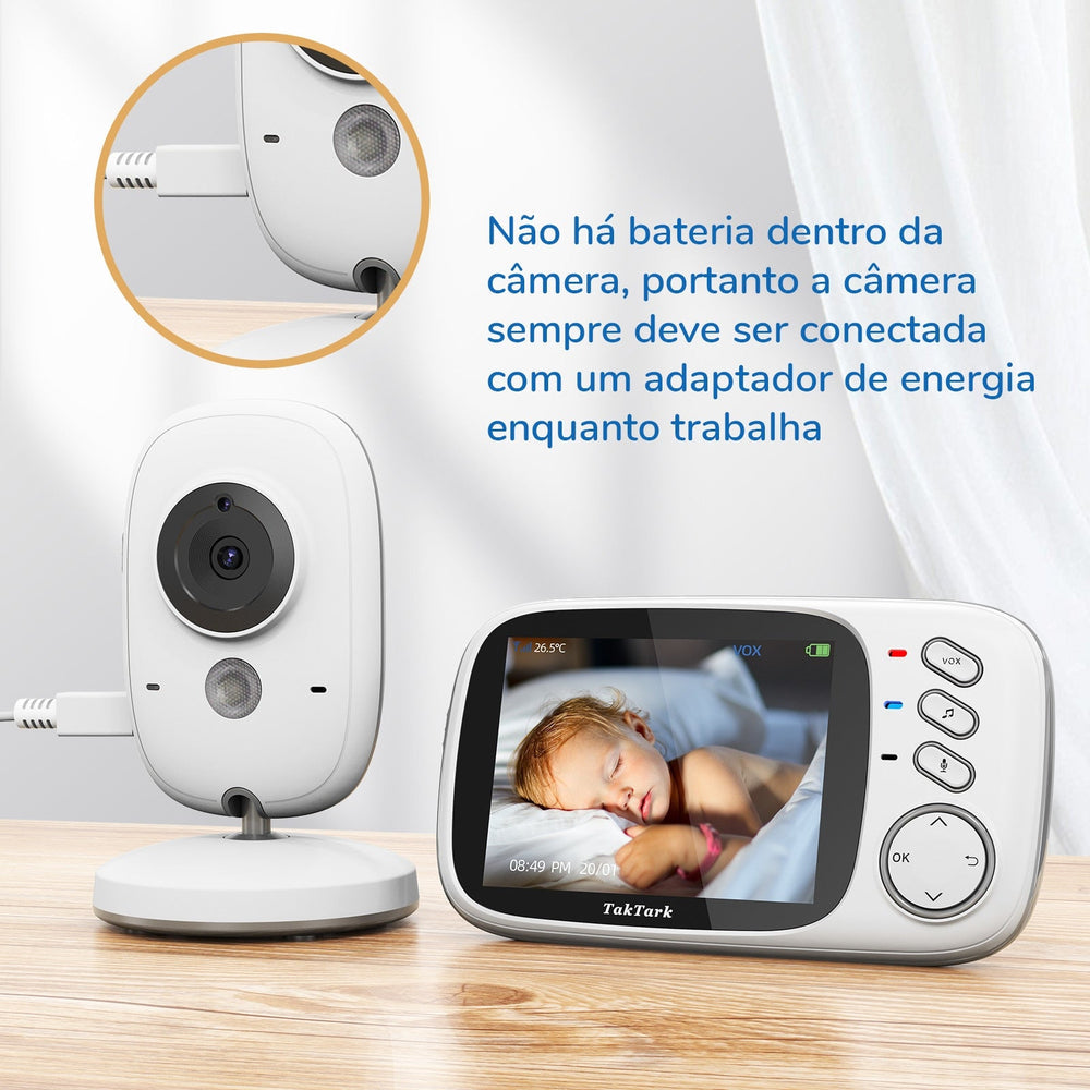 Babá Eletrônica Câmera Sem Fio Com Visão Noturna E Tela LCD