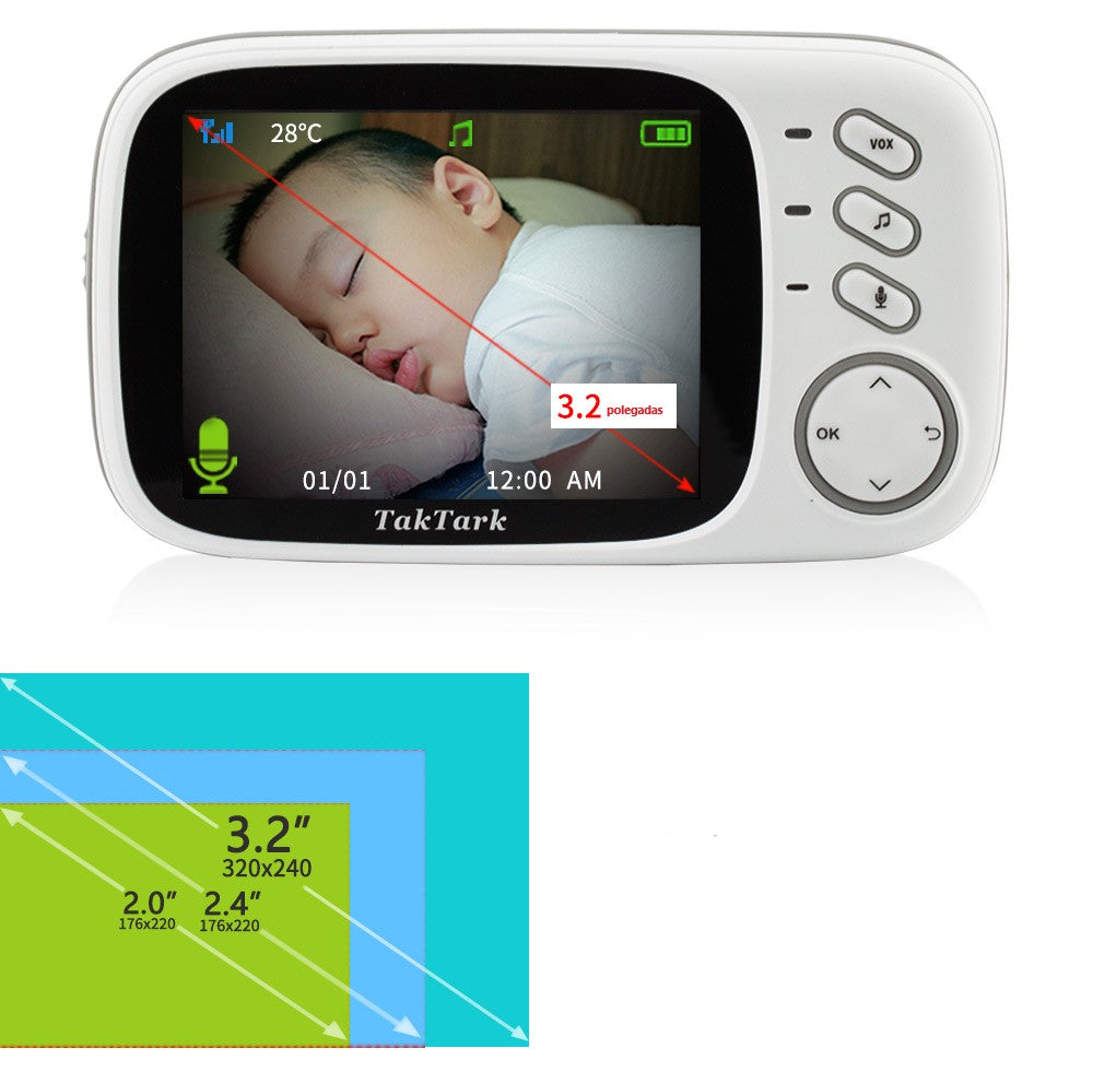 Babá Eletrônica Câmera Sem Fio Com Visão Noturna E Tela LCD