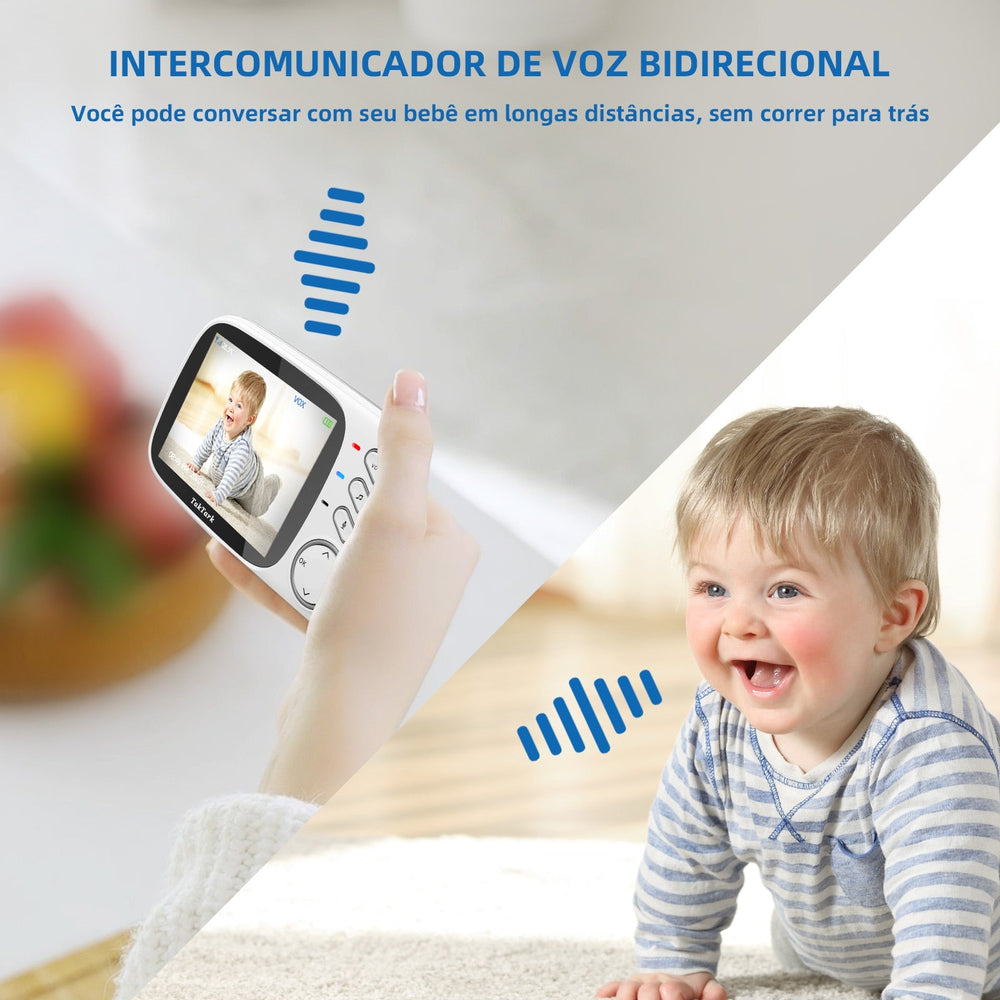 Babá Eletrônica Câmera Sem Fio Com Visão Noturna E Tela LCD