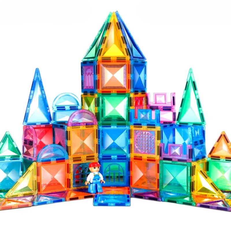 Blocos de Construção Magnético Colorido 3D - 50 Peças