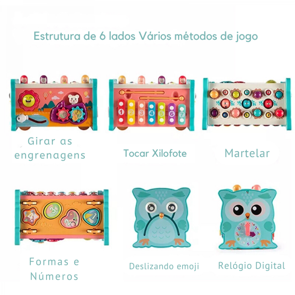 Brinquedo Educativo 8 em 1 Genius Box - Com Números, Martelo e Pesca