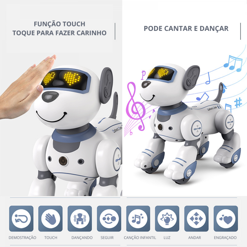 Cão Robô Eletrônico Dublê Com Comando De Voz Programável