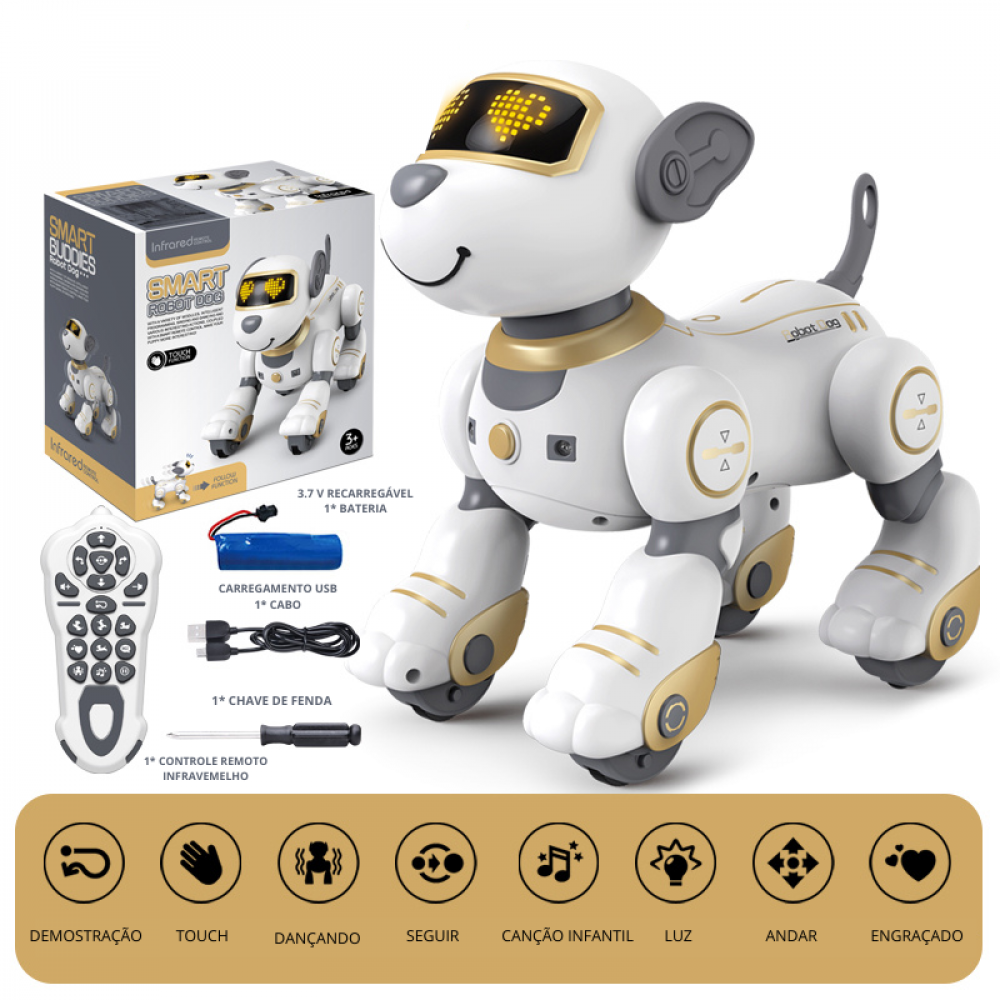 Cão Robô Eletrônico Dublê Com Comando De Voz Programável