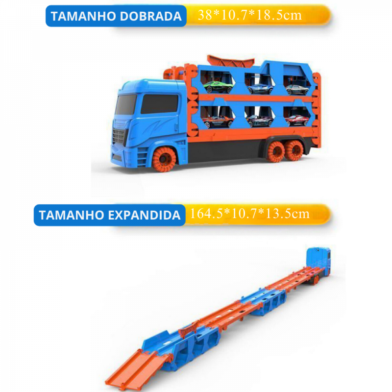 Kit Carreta Cegonha Dois Andar Dobrável Com Pistas Lançador