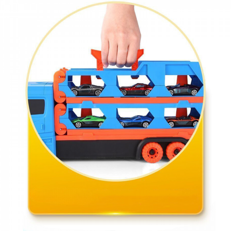 Kit Carreta Cegonha Dois Andar Dobrável Com Pistas Lançador