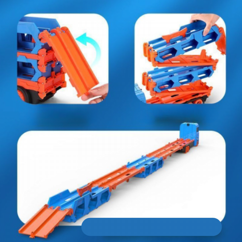 Kit Carreta Cegonha Dois Andar Dobrável Com Pistas Lançador