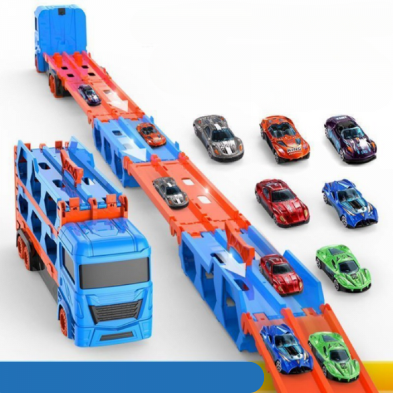 Kit Carreta Cegonha Dois Andar Dobrável Com Pistas Lançador