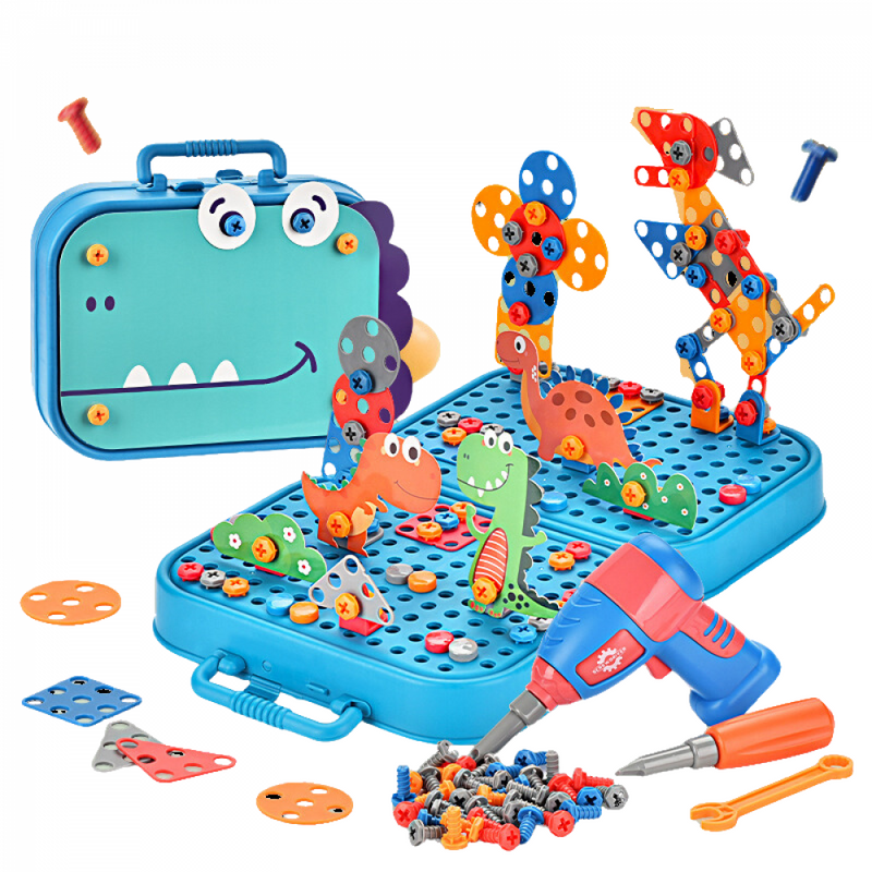 Kit Maleta De Perfuração Dino 3D Com Furadeira