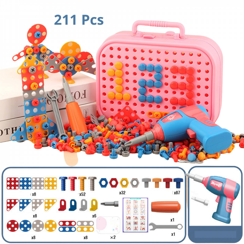 Kit Maleta De Perfuração Dino 3D Com Furadeira