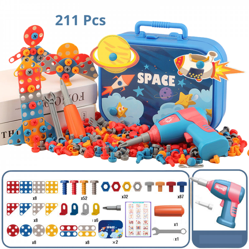 Kit Maleta De Perfuração Dino 3D Com Furadeira