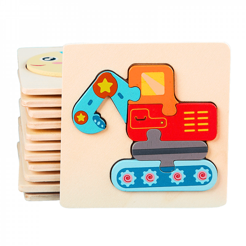 Kit Quebra-Cabeça Montessori Desenhos 3D - 12 Unidades