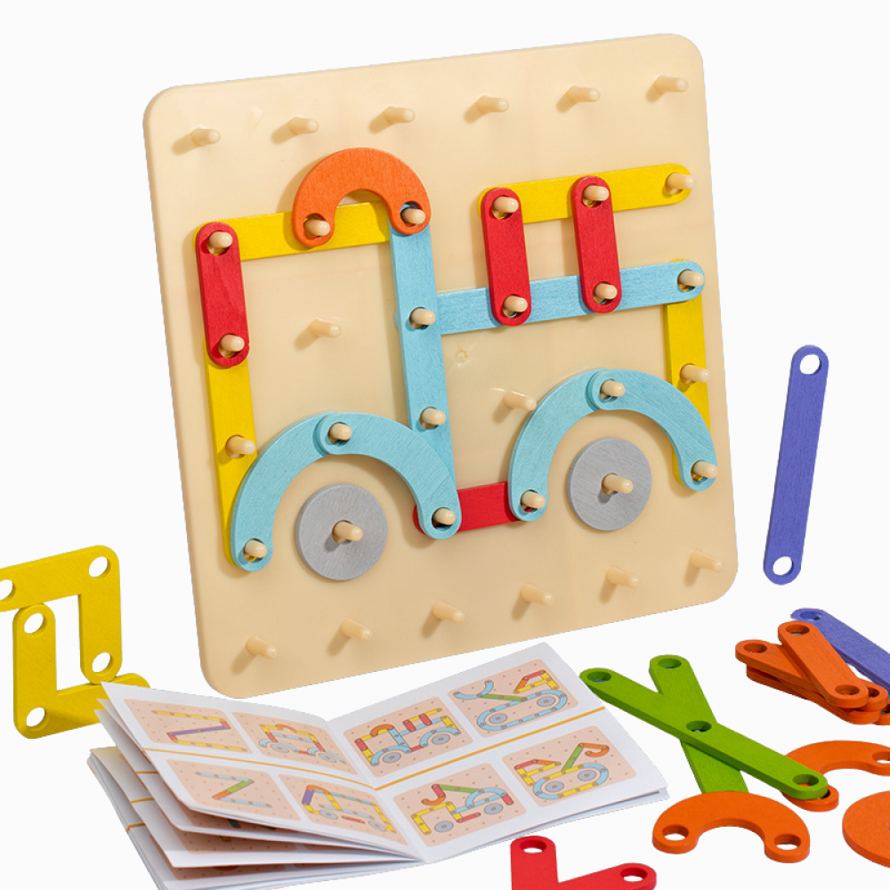 Jogo Quebra Cabeça Montessori Creative Board Construção Geométrica