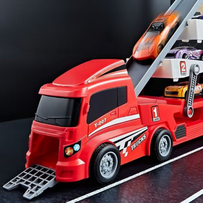 Kit Carreta Super Trucks De Quatro Andar + 6 Carrinhos