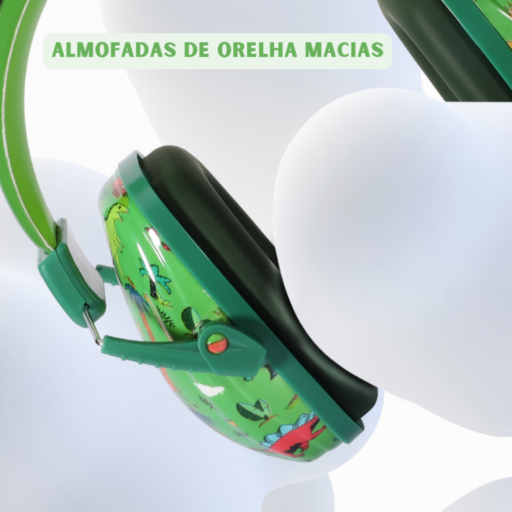 Fone De Ouvido Dino Party Sem Fio Via Bluetooth Cancelamento de Ruído De 25 dB