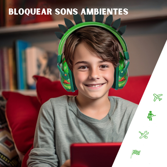 Fone De Ouvido Dino Party Sem Fio Via Bluetooth Cancelamento de Ruído De 25 dB