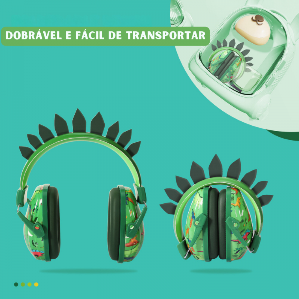 Fone De Ouvido Dino Party Sem Fio Via Bluetooth Cancelamento de Ruído De 25 dB