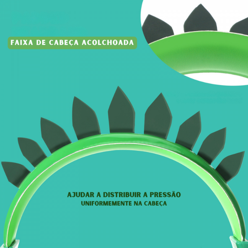 Fone De Ouvido Dino Party Sem Fio Via Bluetooth Cancelamento de Ruído De 25 dB