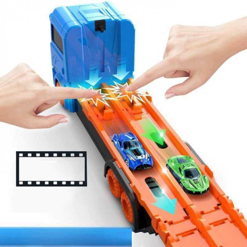 Kit Carreta Cegonha Dois Andar Dobrável Com Pistas Lançador