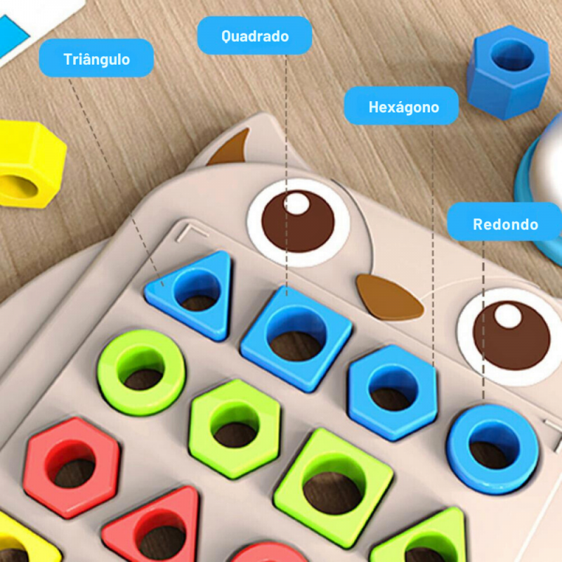 Jogo Quebra-cabeça Coruja Divertida Com Peças Geométricas