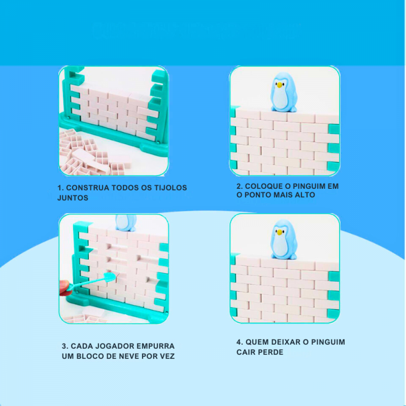 Jogo Desafio Do Pinguim C/ Parede De Gelo