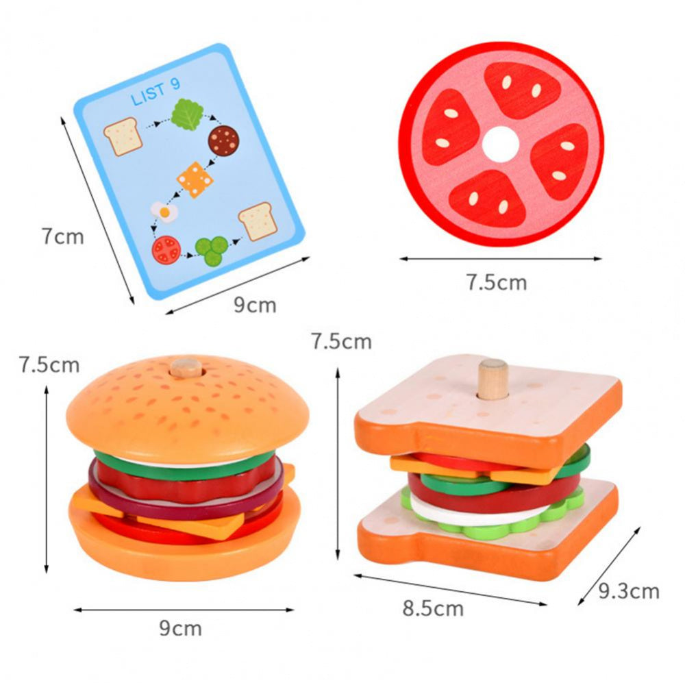 Kit Hambúrguer e Sanduíche Puzzle Montessori Monta/Desmonta