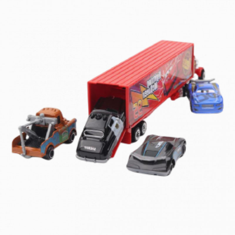 Kit Caminhão Mack Abre Baú Com 6 Carros Pequenos