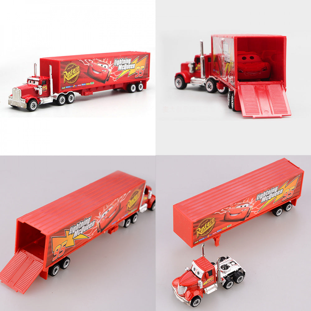 Kit Caminhão Mack Abre Baú Com 6 Carros Pequenos