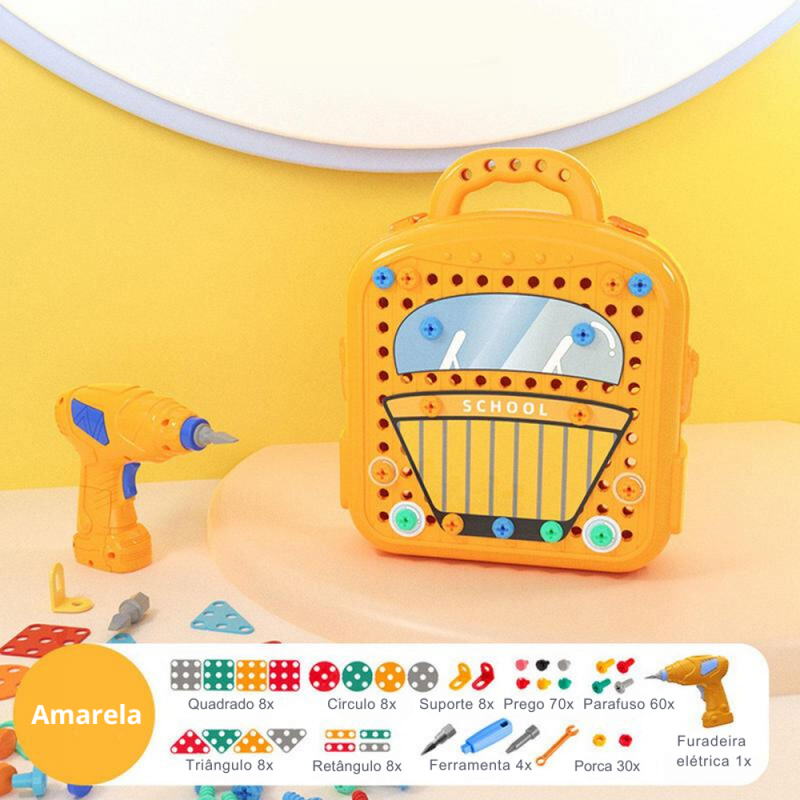 Maleta Quebra-Cabeça Monta Desmonta Com Furadeira Elétrica