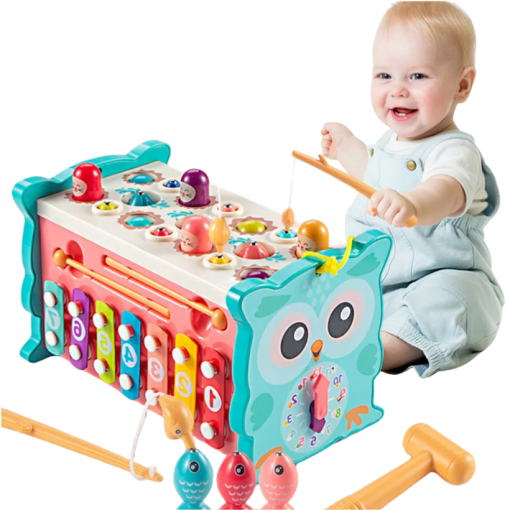 Brinquedo Educativo 8 em 1 Genius Box - Com Números, Martelo e Pesca
