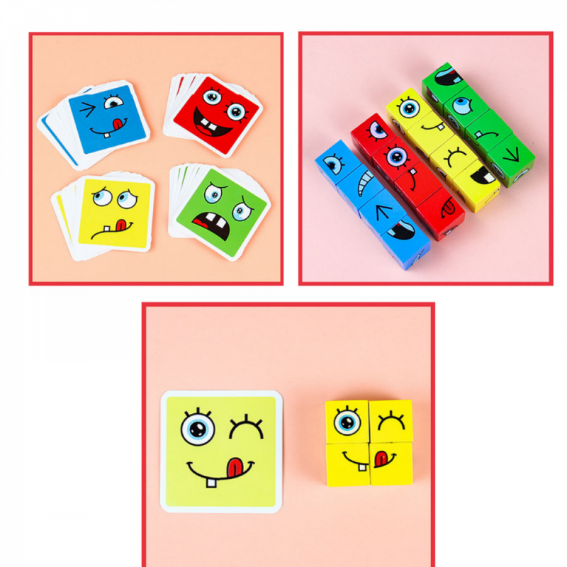 Jogo Quebra-Cabeça Face Change Montessori Puzzle