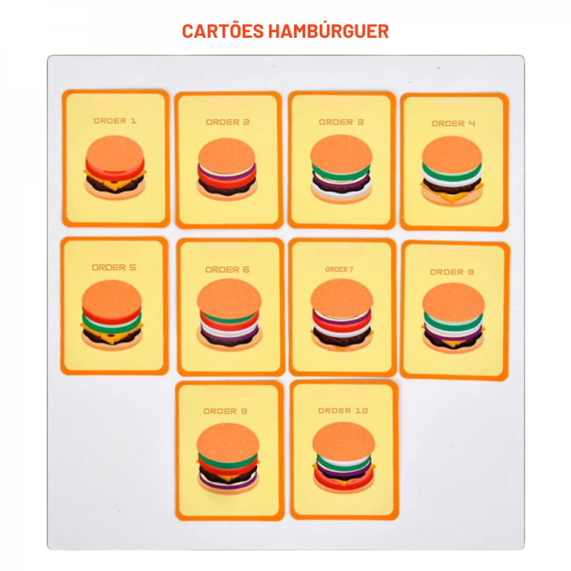 Kit Hambúrguer e Sanduíche Puzzle Montessori Monta/Desmonta