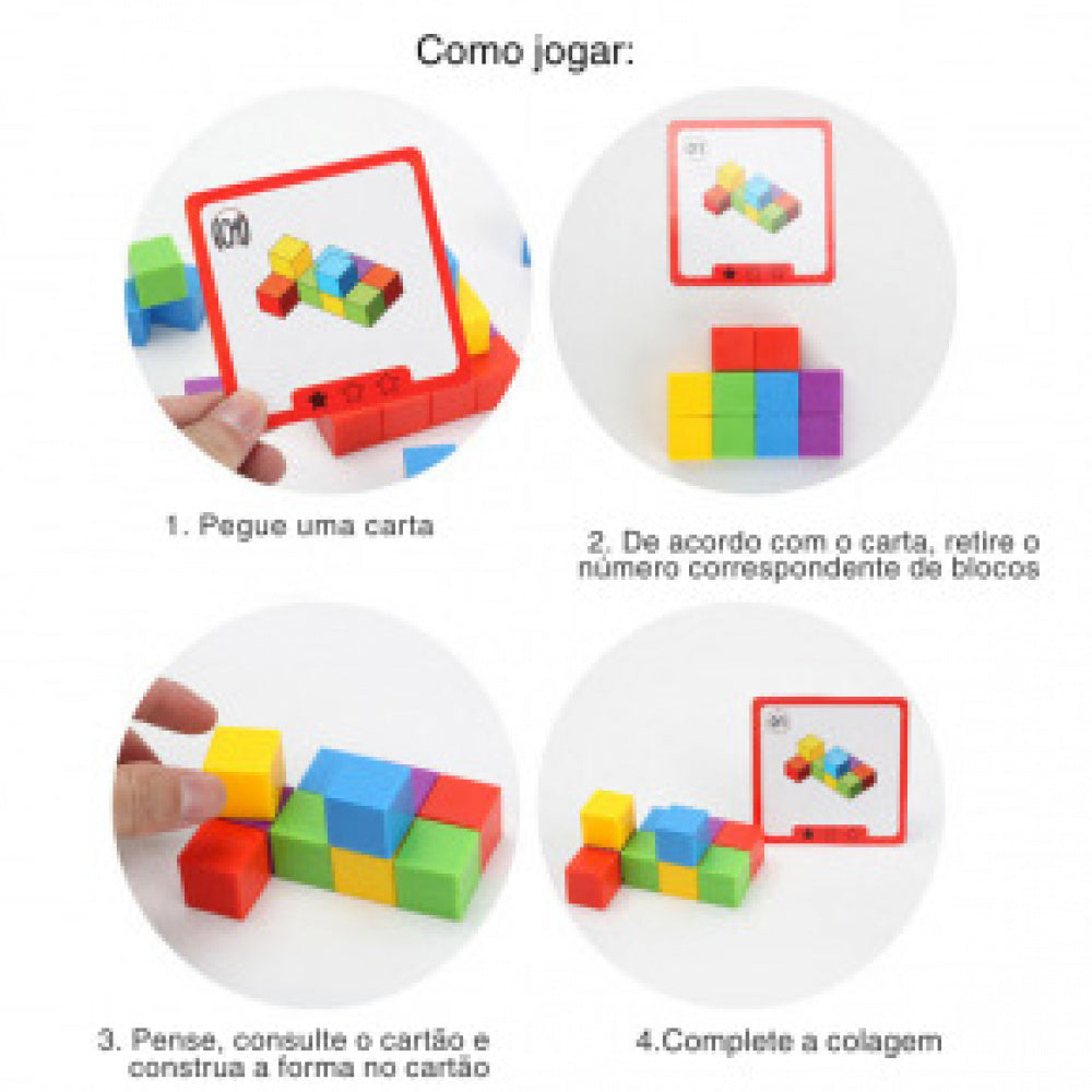 Jogo Quebra Cabeça Puzzle Blocos Coloridos De Montar