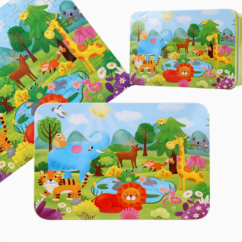 Quebra-Cabeça De Madeira Montessori Com 100 Peças