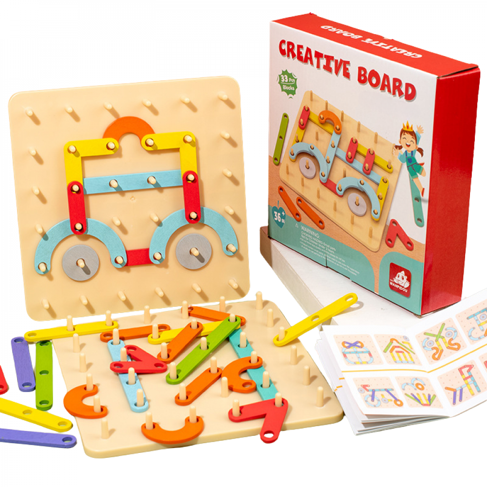 Jogo Quebra Cabeça Montessori Creative Board Construção Geométrica