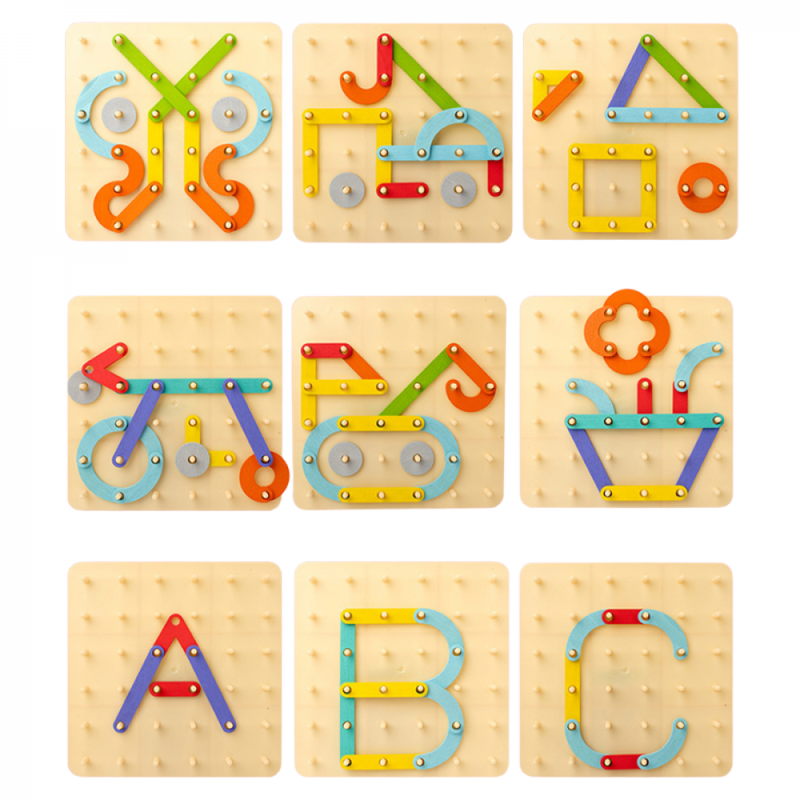 Jogo Quebra Cabeça Montessori Creative Board Construção Geométrica