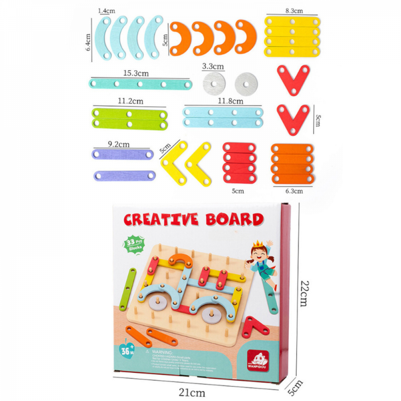 Jogo Quebra Cabeça Montessori Creative Board Construção Geométrica