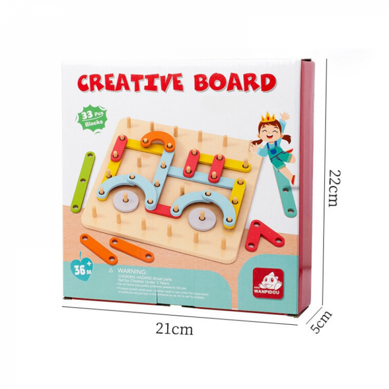 Jogo Quebra Cabeça Montessori Creative Board Construção Geométrica